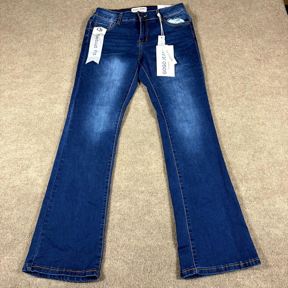 Gogo Jeans Women's 11/30 Blue Denim Bootcut Fit Comfort Mid Rise Boho Streetwear